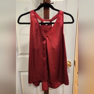 LOFT Deep Red Satin Blouse